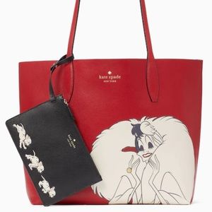 Disney X Kate Spade New York Cruella Tote Bag Reversible Dalmatian Red